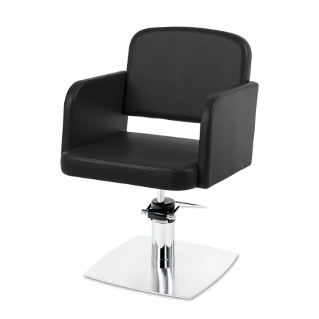 fauteuil de coiffure marque takumi, modèle davis, avec un pied carré et pompe hydraulique