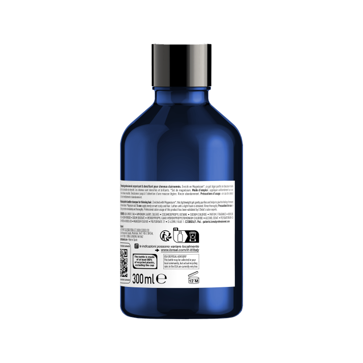 Shampoing purifiant densifiant serioxyl advanced L'Oréal Professionnel 300 ml dos etiquette