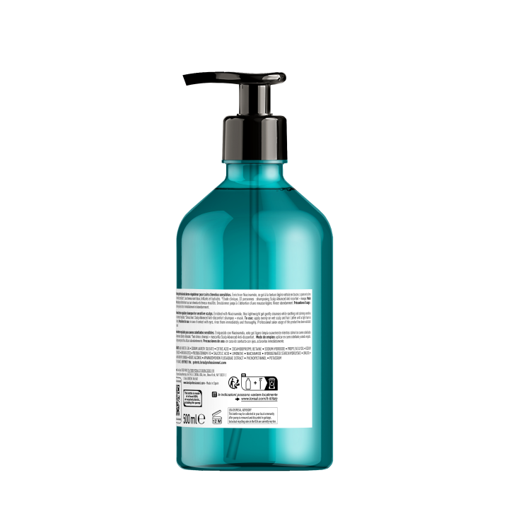 Shampoing dermo régulateur apaisant L'Oréal Professionnel 500 ml dos etiquette