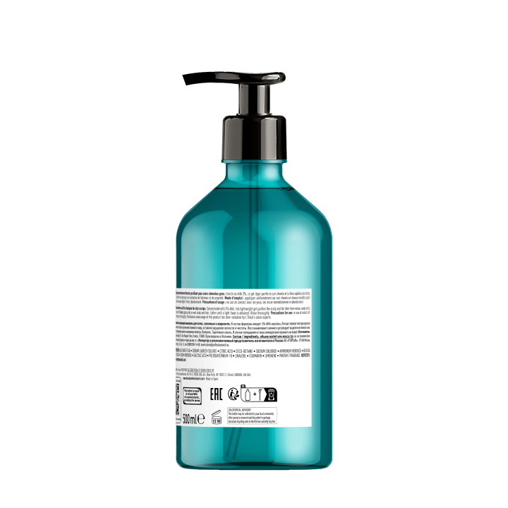Shampoing dermo purifiant anti gras L'Oréal Professionnel 500 ml dos etiquette