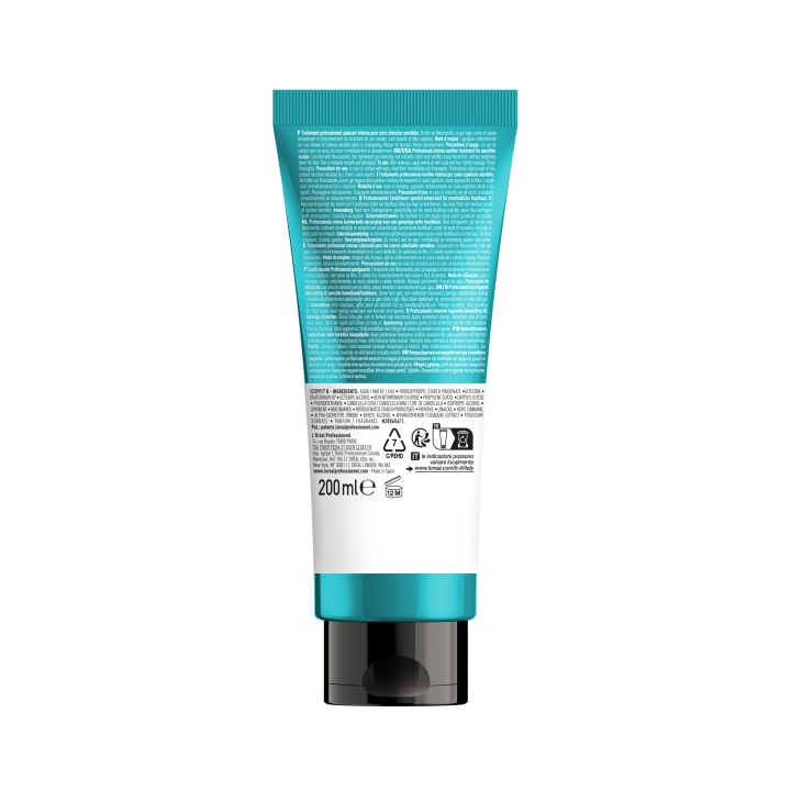 Traitement apaisant intense scalp advanded l'Oréal professionnel 200 ml dos etiquette