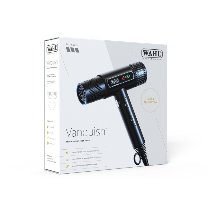 Sèche cheveux profesisonnel Wahl Vanquish noir 1600w packaging