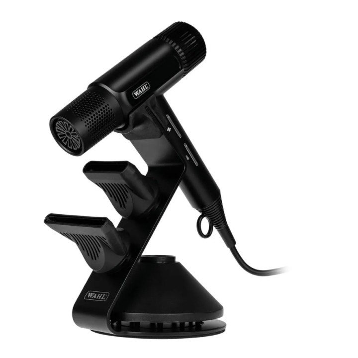 support wahl vanquish classic et compact avec séchoir et accessoires posés dessus