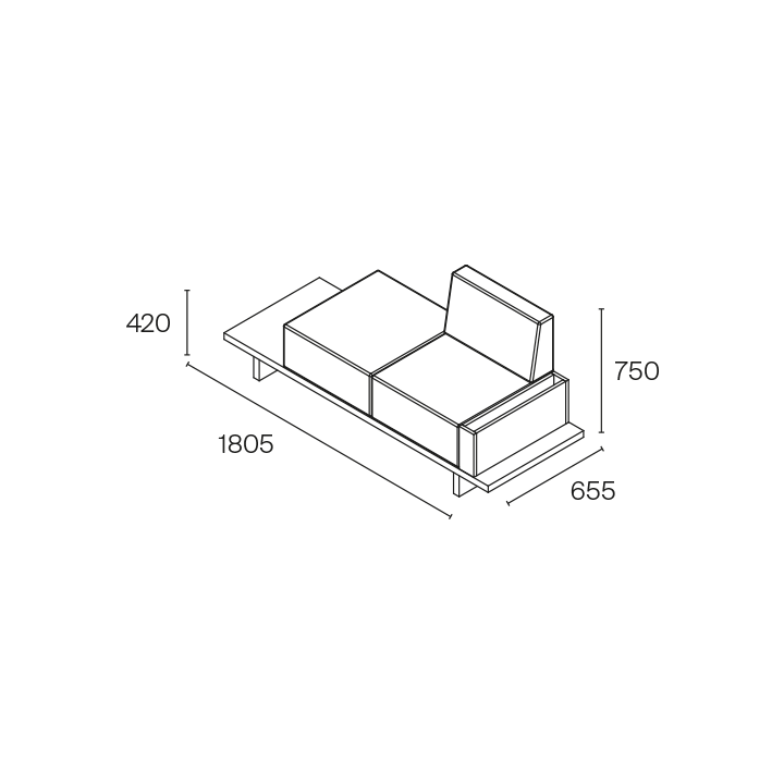 Attente Pahi Tatam 2 places avec 1 dossier,Mobilier attente,Pahi,Caprice Selection